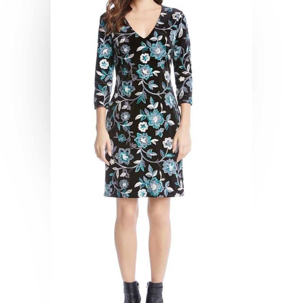 Karen Kane Velvet Embroidered Dress
